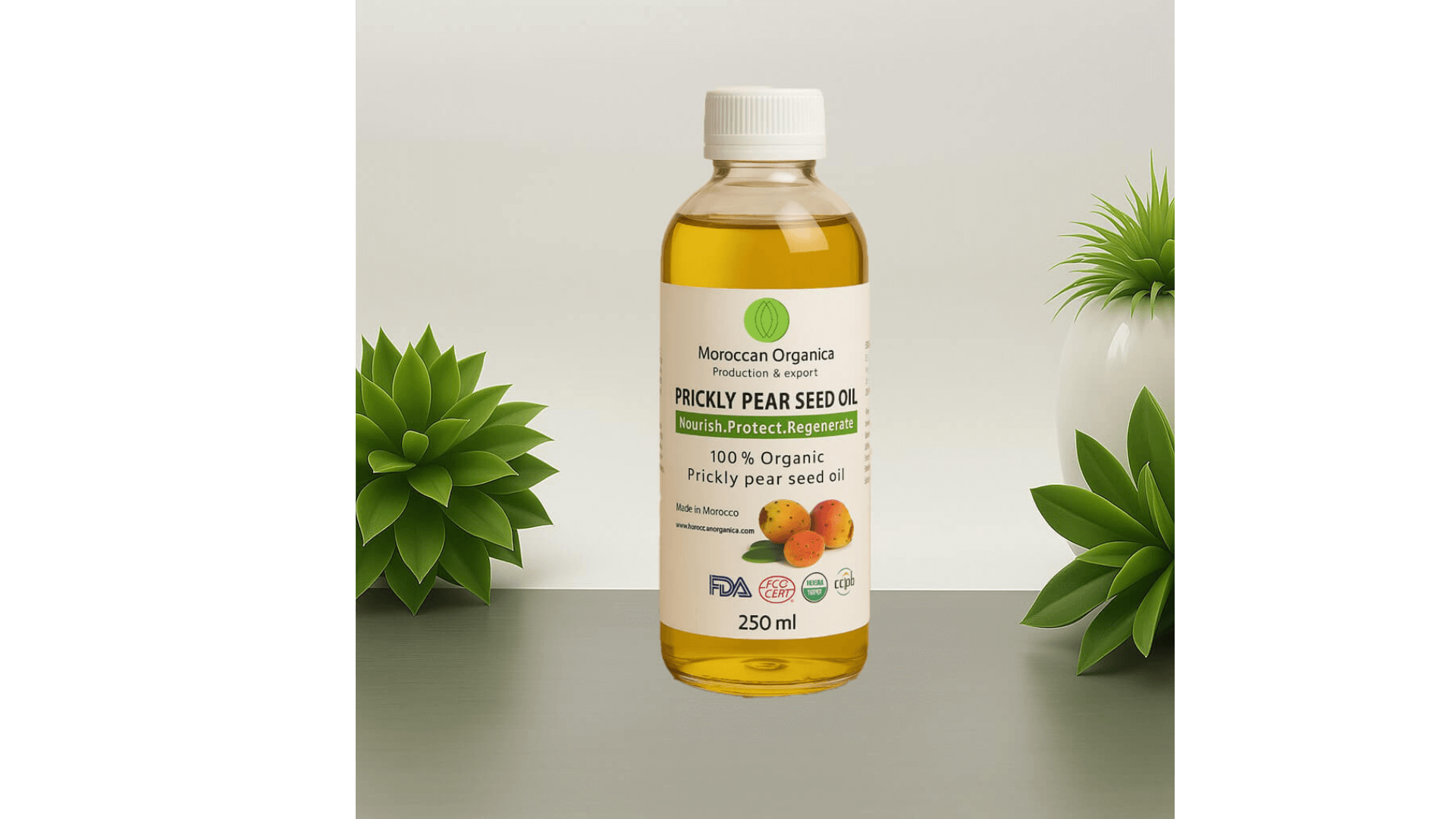 Organic Prickly Pear Seed Oil, known for its powerful anti-aging properties